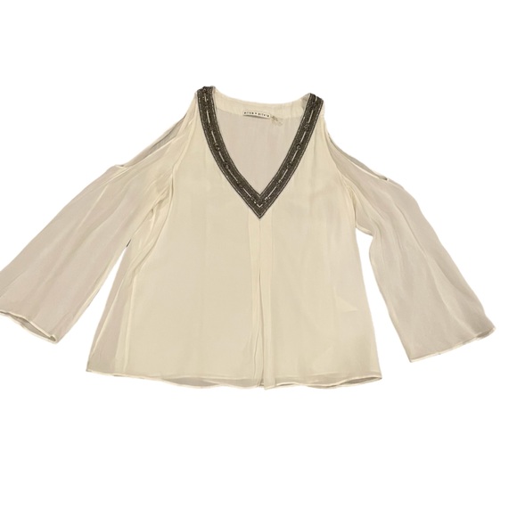 Alice + Olivia Rivera Bell Sleeve Embellished Top - Picture 4 of 13